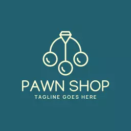 Elegant Teal and Gold Design for Your Pawn Shop Logo Template