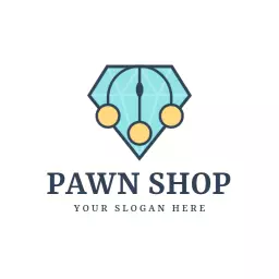 Elegant Teal and Gold Gem Icon for Pawn Shop Logo Template