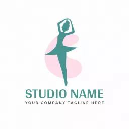 Elegant Teal and Pink Ballet Dancer Inspiring Dance Studio Logo Template