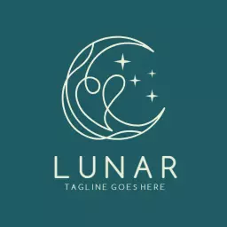 Elegant Teal and White Celestial Lunar Design Logo Template