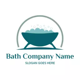 Elegant Teal Bathtub Design for Luxurious Bathroom Logo Template