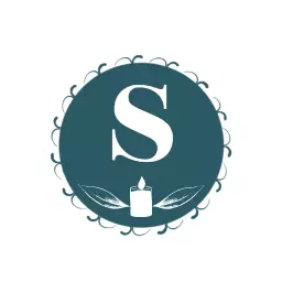 Elegant Teal Circular Design with Alphabet and Candle Logo Template