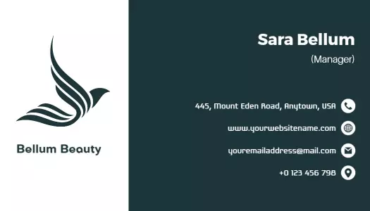 Elegant Teal Minimalist Beauty Salon Business Card Template