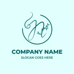 Elegant Teal N Letter Design with Floral Elements Logo Template