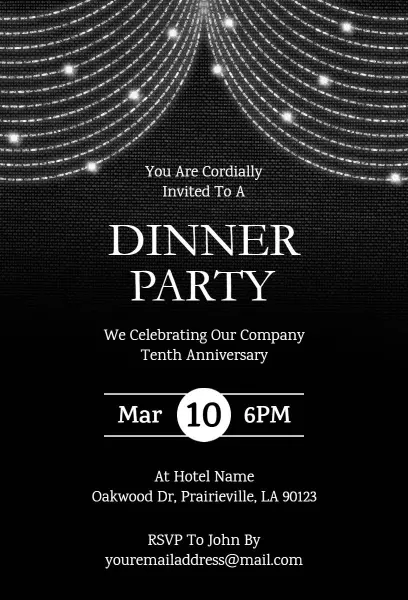 Elegant Tenth Anniversary Corporate Dinner Party Invitation Template