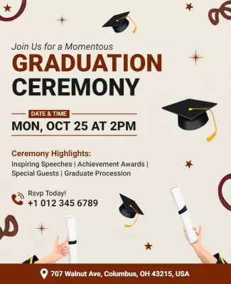 Elegant Themed Graduation Ceremony Invitation Poster Template