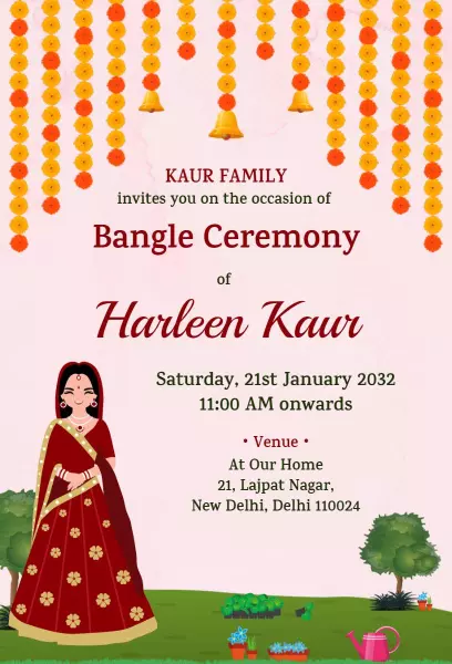 Elegant Traditional Bangle Ceremony Celebration Invitation Template