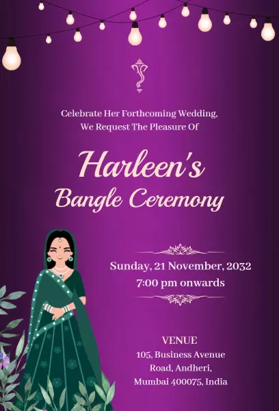 Elegant Traditional Bridal Bangle Ceremony Invitation Template