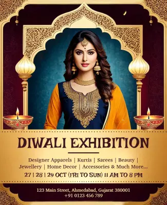 Elegant Traditional Diwali Exhibition Celebration Poster Template