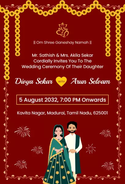 Elegant Traditional Indian Wedding Ceremony Invitation Template