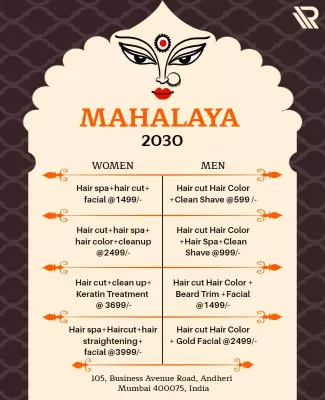 Elegant Traditional Spa Services for Mahalaya Celebration Poster Template