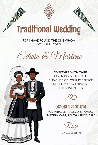 Elegant Traditional Wedding Celebration Invitation Template