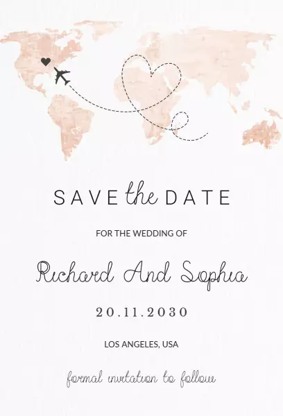 Elegant Travel-Themed Save The Date Wedding Invitation Template