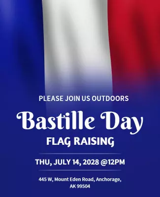 Elegant Tricolor French Flag Bastille Day Celebration Poster Template