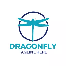 Elegant Turquoise Dragonfly Design Representing Nature Logo Template