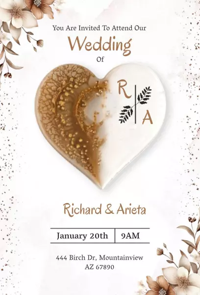 Elegant Two-Tone Heart Wedding Celebration Invitation Template