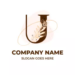 Elegant U Letter Design Featuring Natural Floral Elements Logo Template