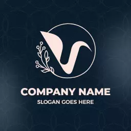 Elegant V Letter Design with Floral Elements Logo Template