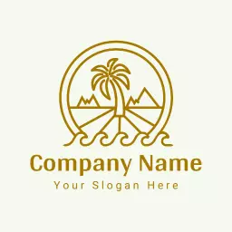 Elegant Vintage Design Featuring Tropical Palm Tree Logo Template