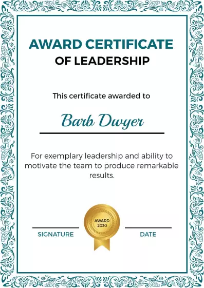 Elegant Vintage Floral Award for Leadership Achievement Certificate Template