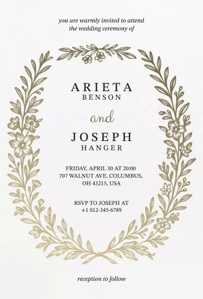 Elegant Vintage Floral Wedding Ceremony Invitation Template
