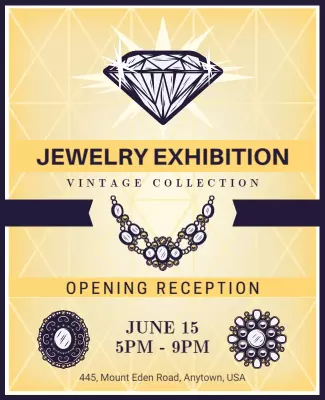 Elegant Vintage Jewelry Exhibition Opening Reception Poster Template