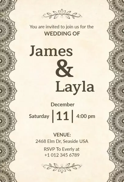 Elegant Vintage Lace Wedding Celebration Invitation Template