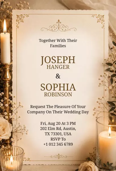 Elegant Vintage Wedding Celebration Ceremony Invitation Template