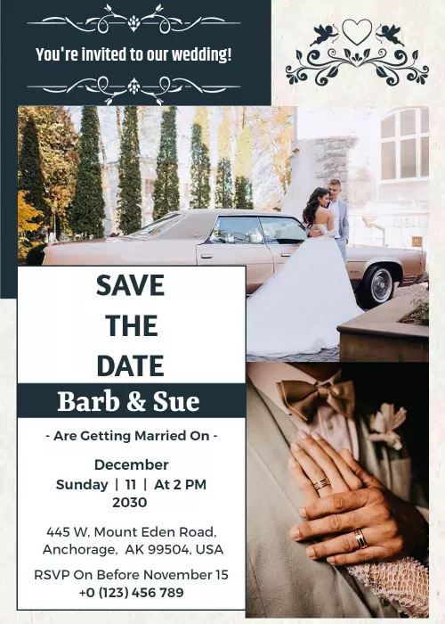 Elegant Vintage Wedding Celebration Invitation Template