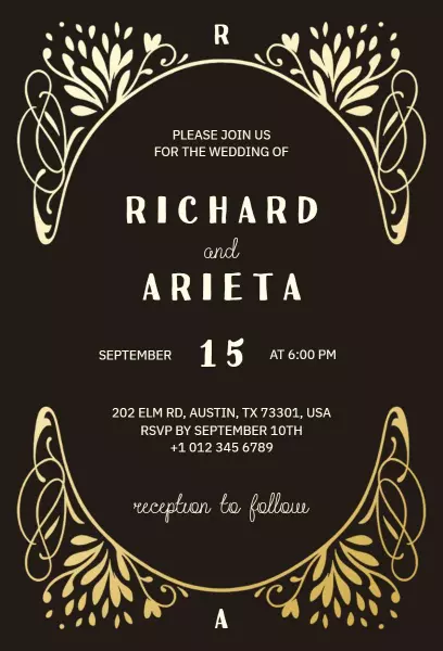 Elegant Vintage Wedding Ceremony Celebration Invitation Template
