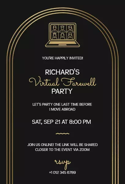 Elegant Virtual Farewell Party Celebration Invitation Template