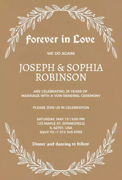 Elegant Vow Renewal Celebration Wedding Invitation Template