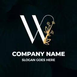 Elegant W Letter Design with Artistic Floral Elements Logo Template