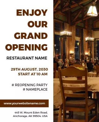 Elegant Warm Restaurant Grand Opening Celebration Poster Template