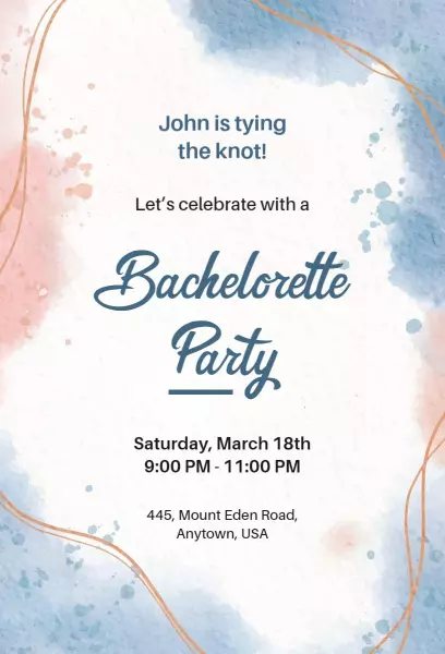 Elegant Watercolor Bachelorette Party Celebration Invitation Template