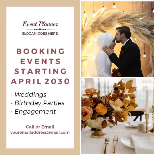 Elegant Wedding and Birthday Party Planning Events Ad Template