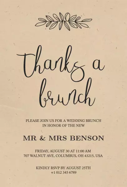 Elegant Wedding Celebration Brunch Invitation Template