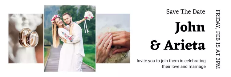 Elegant Wedding Couple in Nature with Romantic Flowers Banner Template