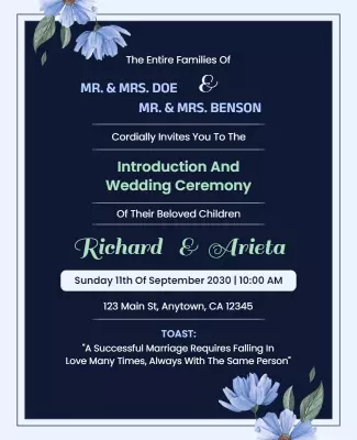 Elegant Wedding Invitation Ceremony Flyer Template