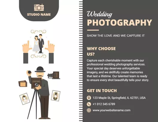 Elegant Wedding Photography Services Showcase Brochure Template