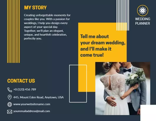 Elegant Wedding Planner Dream Celebration Services Brochure Template