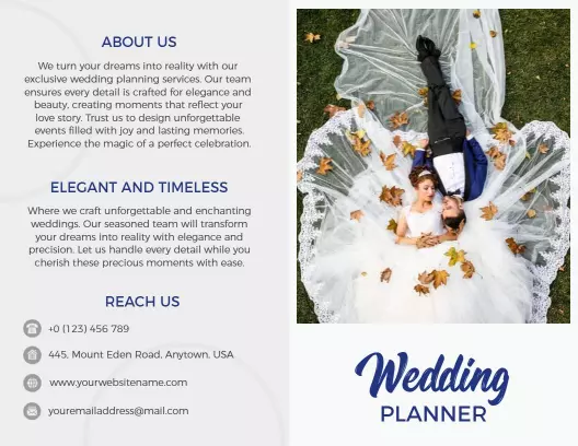 Elegant Wedding Planner Dream Events and Celebrations Brochure Template