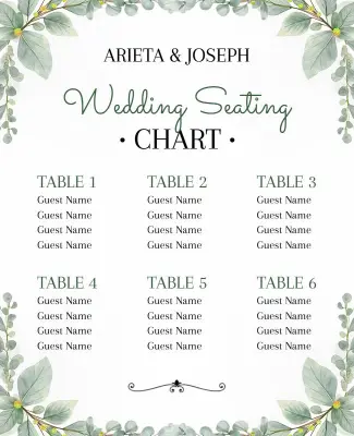 Elegant Wedding Seating Chart Flyer Template