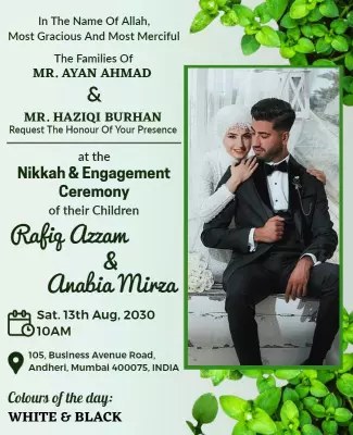 Elegant White and Black Nikkah Engagement Ceremony Poster Template