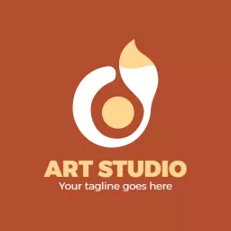 Elegant White and Earthy Orange Artistic Expression Logo Template