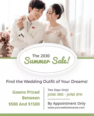 Elegant White and Green Summer Wedding Sale Poster Template
