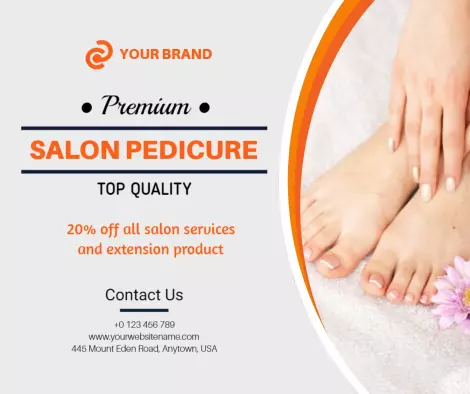 Elegant White and Orange Salon Pedicure Promotion Ad Template