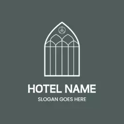 Elegant White Arched Window Design for Hotel Branding Logo Template