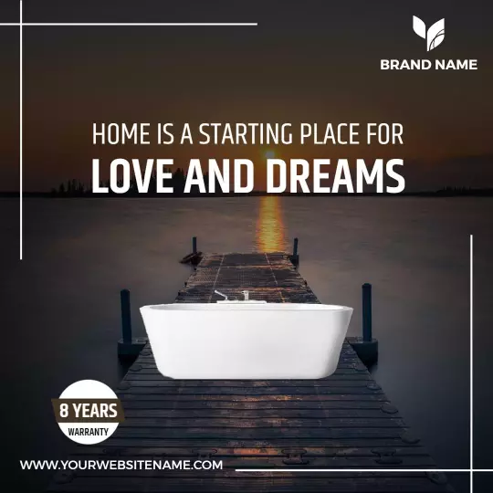 Elegant White Bathtub Advertisement with Inspirational Quote Ad Template