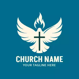 Elegant White Dove with Flame Symbolizing Faith in Church Logo Template